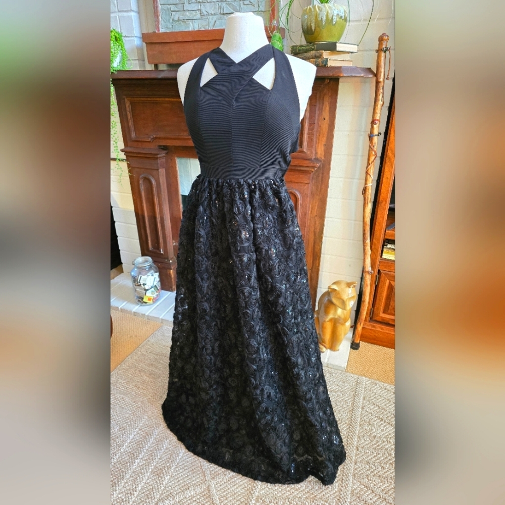 HAILEY by ADRIANNA PAPELL 'Anastasia' Soutache Rosette Ball GOWN SIZE 1/2
